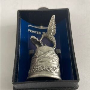 Vintage Pewter Hummingbird Thimble Size 1 1/3”